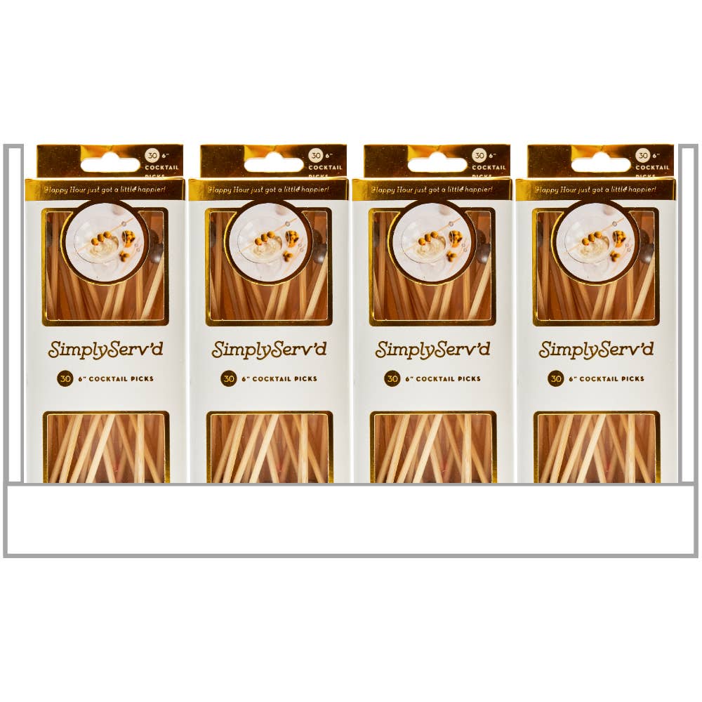 Party Pick Fancy Bamboo Toothpicks – Silver Pearl Tip