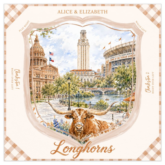 Longhorns mahjong mat flat artwork