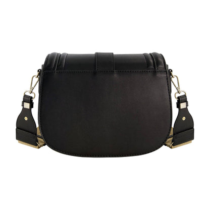 True Religion Camden Saddle Bag with Gold Hardware (Black)
