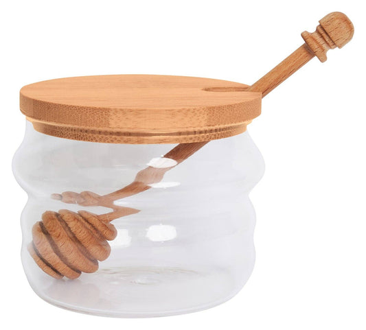 Clara Glass Honey Jar & Birch Dipper
