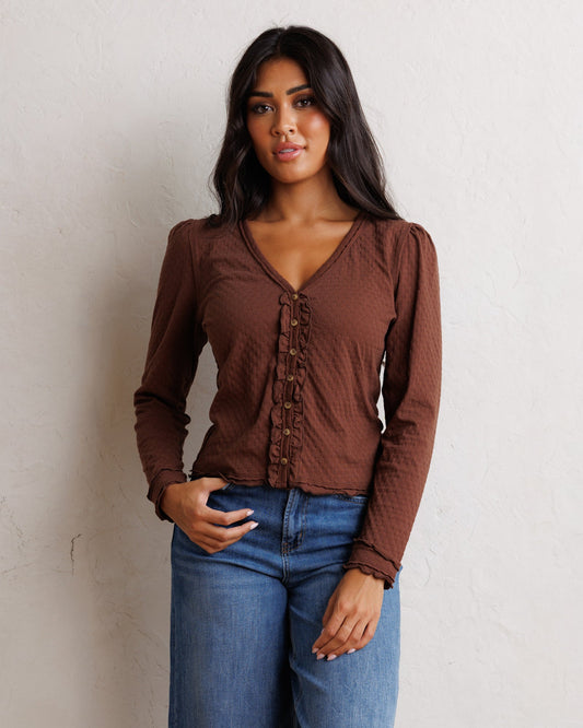 Downeast Carry On Cardi, a cozy knit top in neutral color, featuring a relaxed fit and open front.