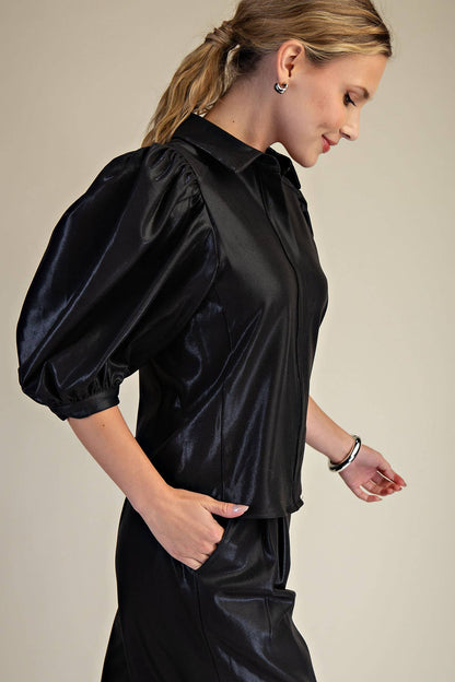 The Clara Puff Sleeve Button Down Top