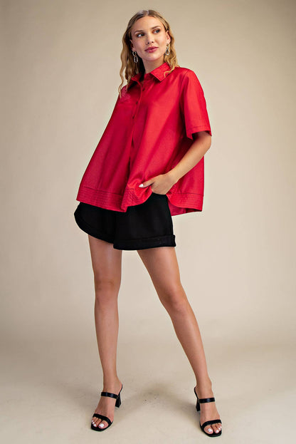 Sophie Short Sleeve Shirt Top – Red