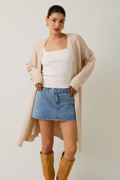 The Maeve Oatmeal Cover-Up  Cardigan Sweater