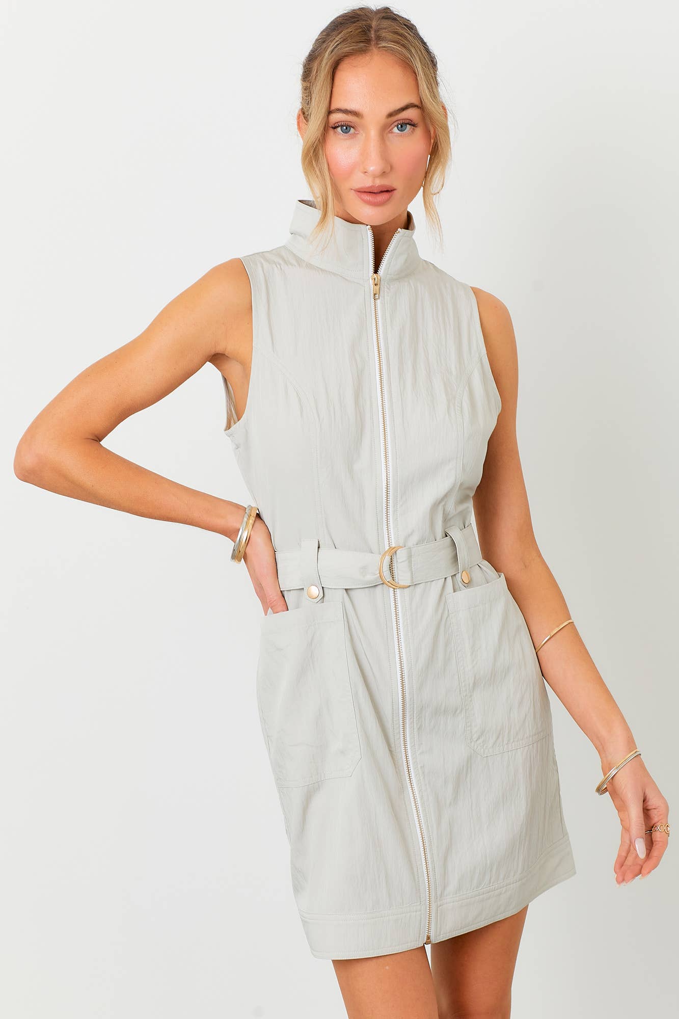 The Remi Utility Mini Dress BABY PINK
