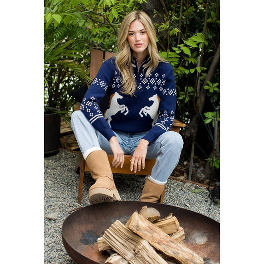 The Hadley Horse Knit Half-Zip Sweater