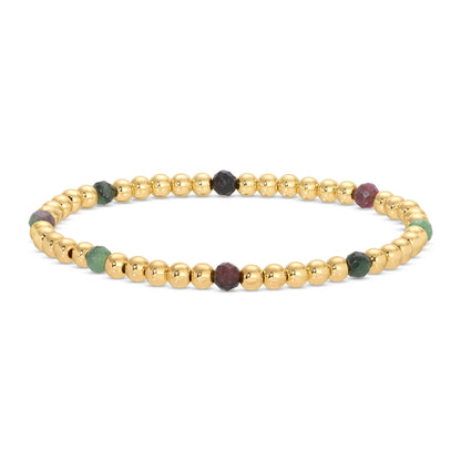Bracelet Bar – 3mm Beaded (Warm, Alternating Stones)