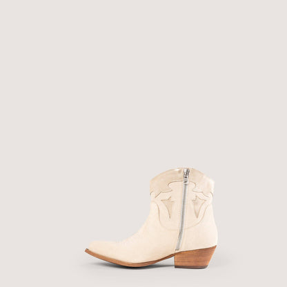Vicky Shine Beige Texan Ankle Boots