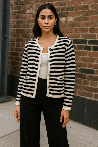 The Margot Stripe Cardigan Entro