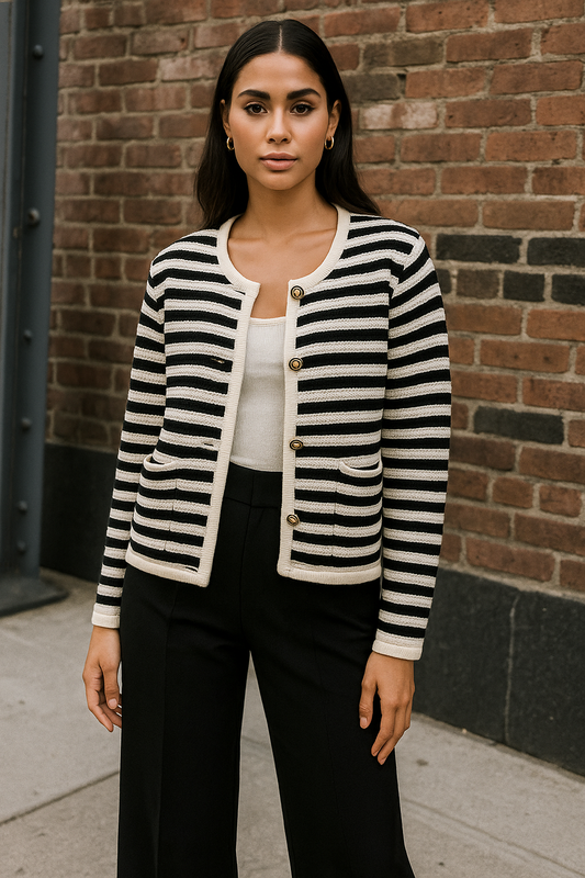 The Margot Stripe Cardigan Entro