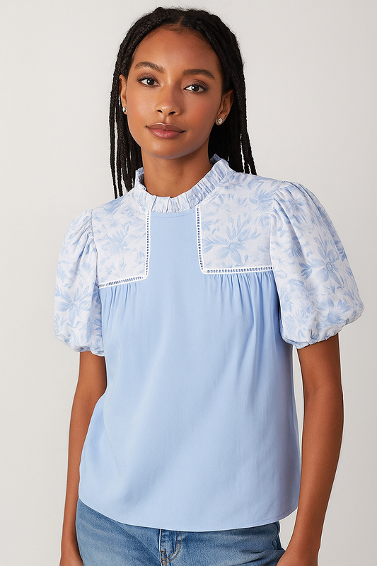 The Eloise Patchwork Puff Sleeve Blouse Alice & Elizabeth