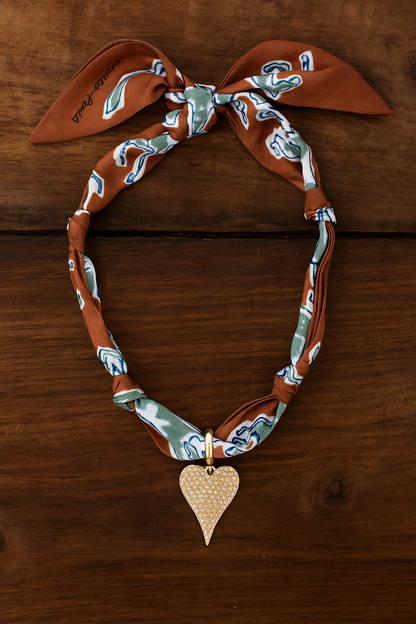Winnie Pave Heart Scarf Necklace Canvas Style