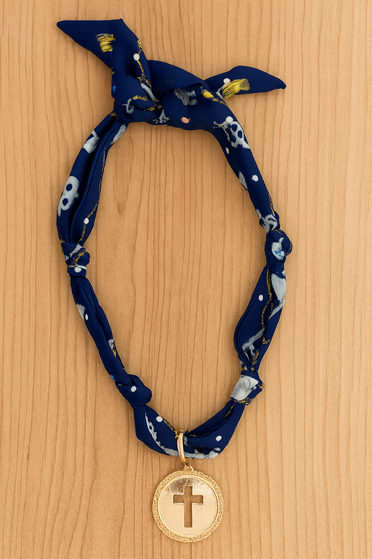 Elodie Cross Coin Scarf Necklace Canvas Style