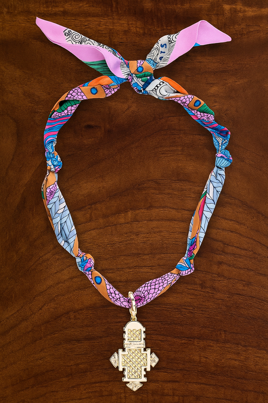 Noelle Ethiopian Cross Scarf Necklace Canvas Style