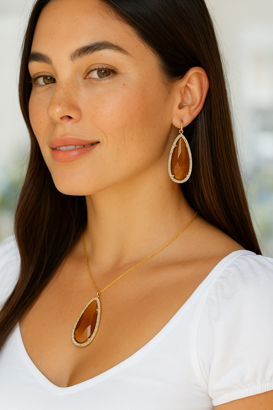 Phoebe Long Shimmer Stone Earrings Splendid Iris
