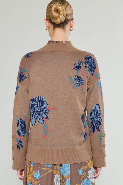 Eleanor V-Neck Floral Pullover Sweater