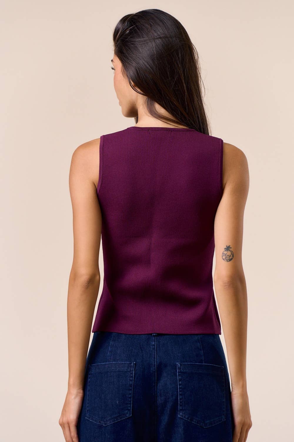 Elena Effortless Layer Knit Vest (Wine)