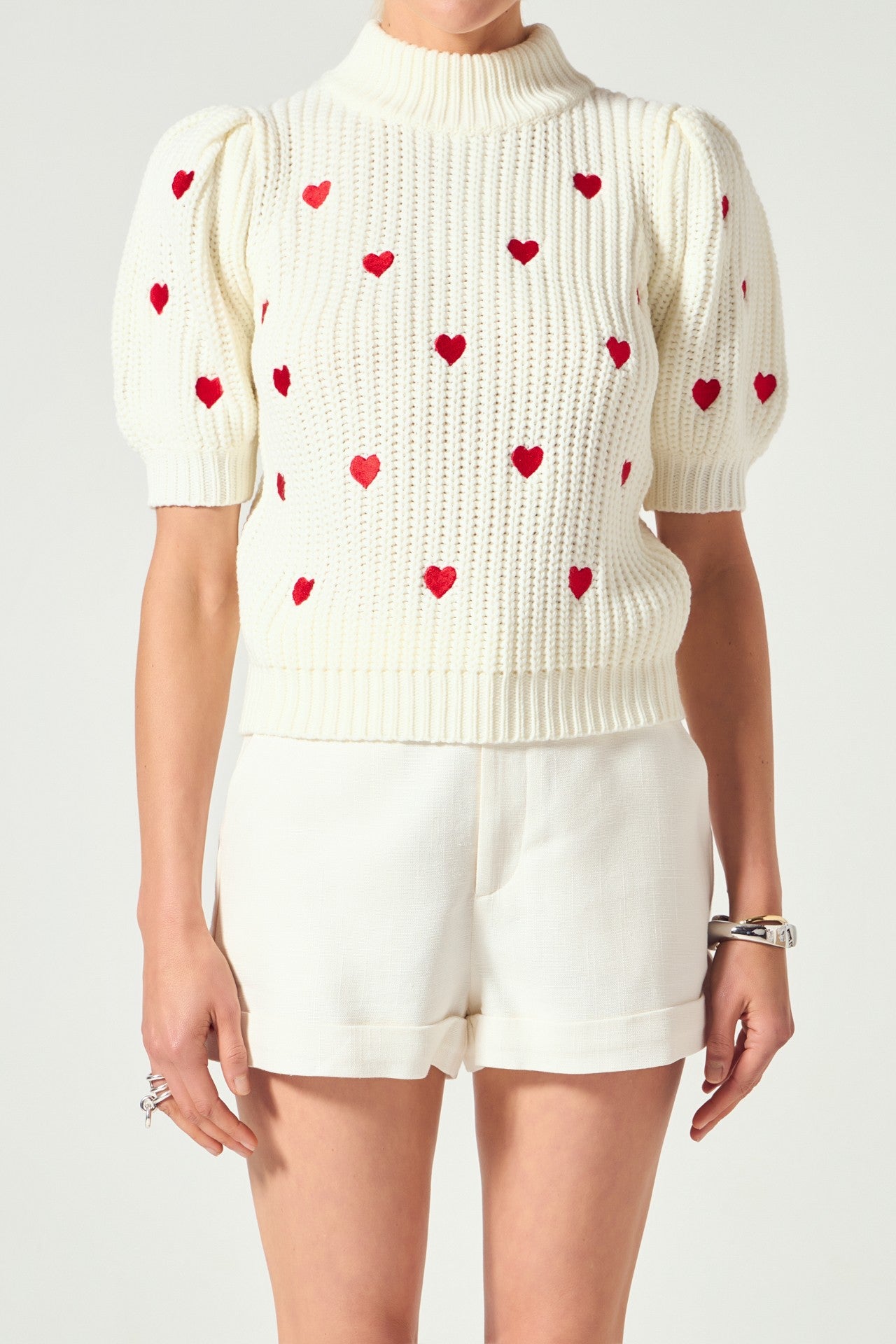 Lila Heart Embroidery Knit Top