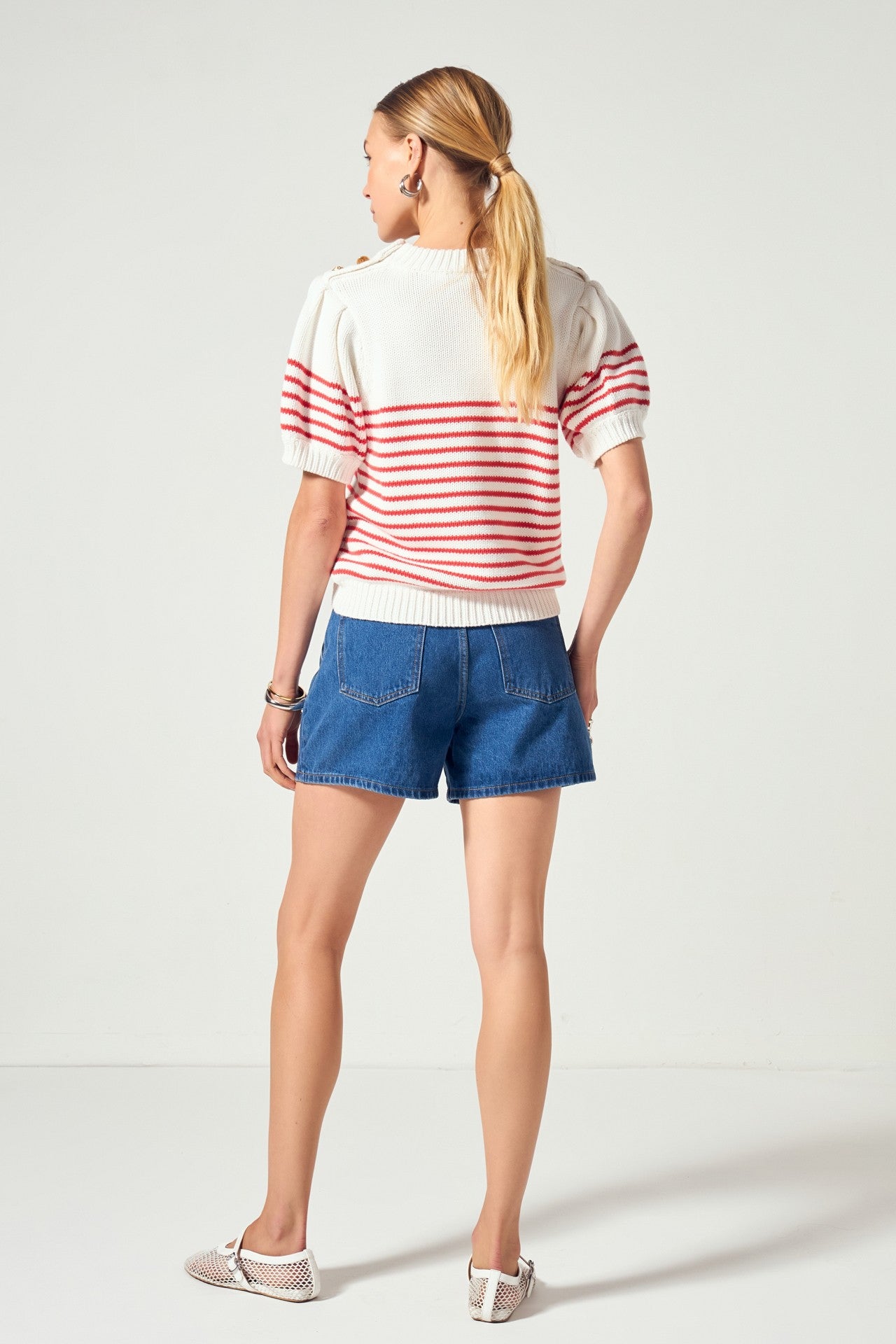 Clare Nautical Striped Button Sweater