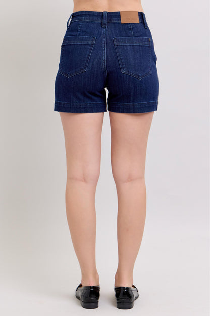 The Dani High-Waisted Denim Trouser Shorts