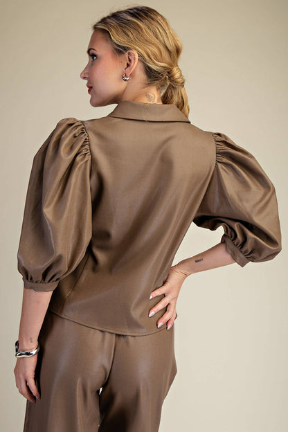 The Clara Puff Sleeve Button Down Top