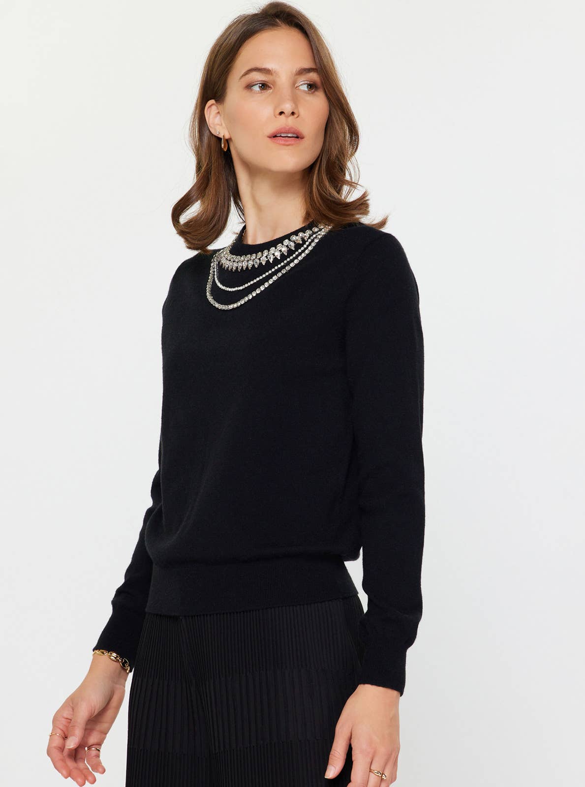 Jewel Detail Long Sleeve Sweater