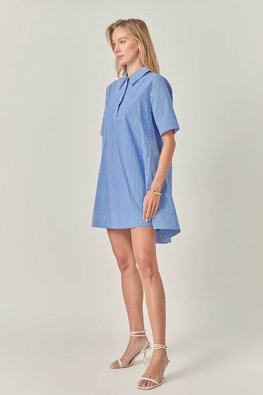 Lila Blue Stripe Shirt Dress English Factory