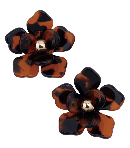 Lorelei Resin Flower Earrings (Tortoise)