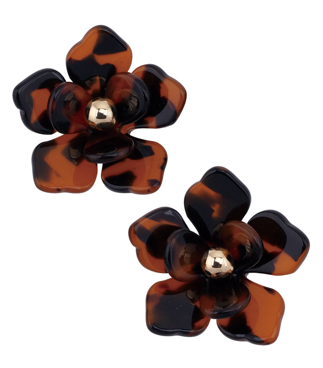 Lorelei Resin Flower Earrings (Tortoise)