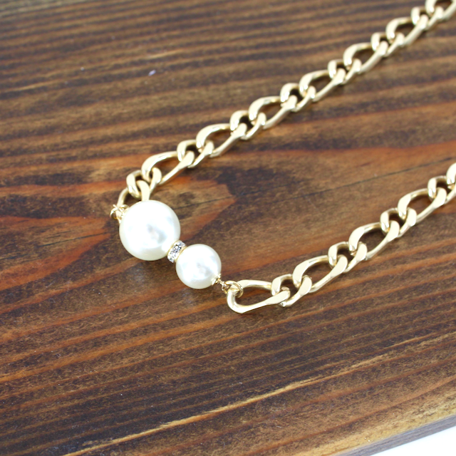 N23041 Chain Link Pearl Necklace