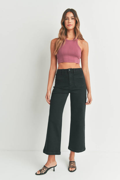 Caroline Jeans – Patch Pocket Wide Leg (Black)