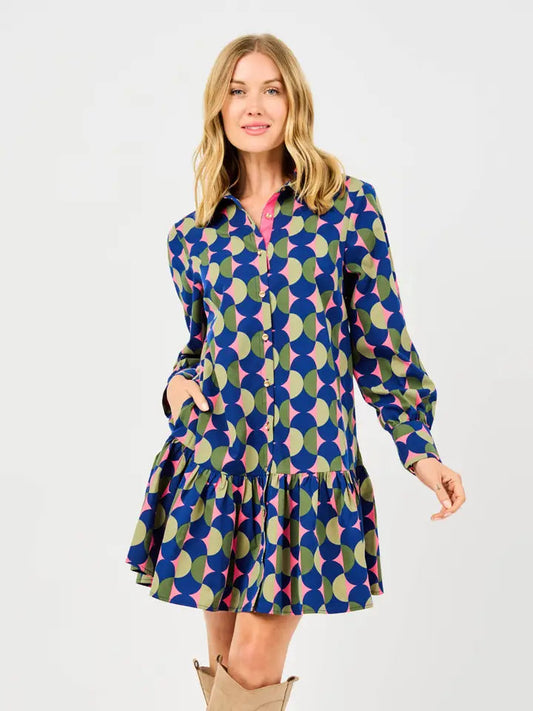 The Fiona Geo Poplin Dress Mary Square
