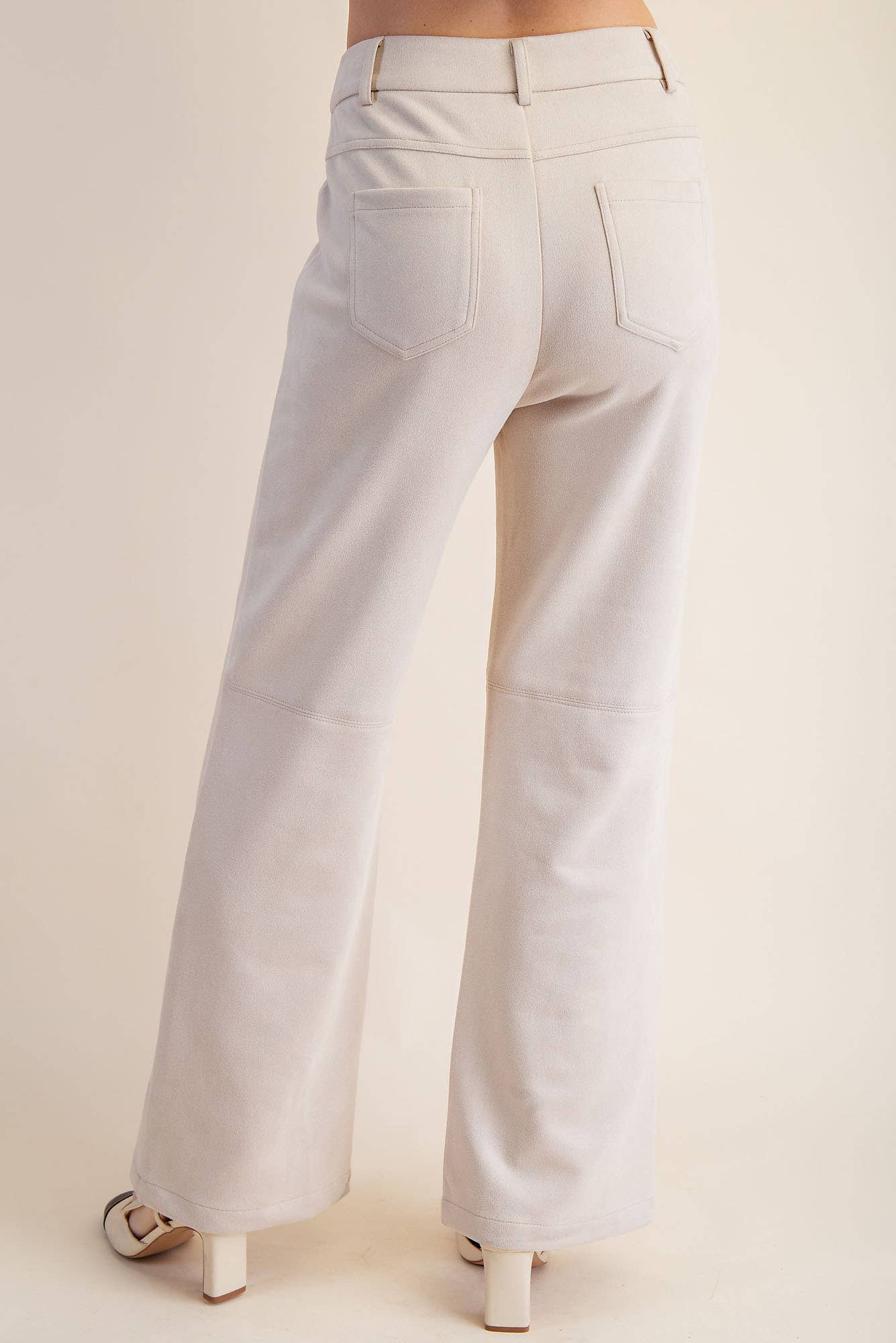 Claire Straight-Leg Suede Pants – Cream