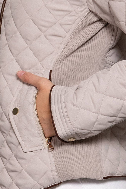 Addison Suede-Piped Quilted Jacket