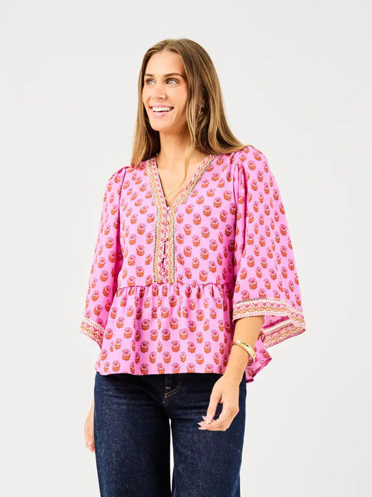 The Monroe Floral Foulard Top Mary Square