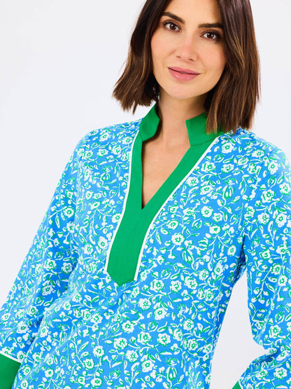 Mary Square Brenda Meadowline Dress, lightweight floral dress with ruffled sleeves and flowy silhouette, perfect for spring and summer.