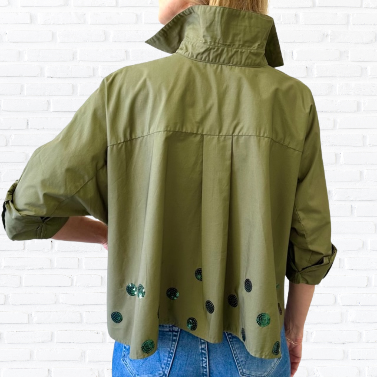 Abby Swing Sequin Top – Olive