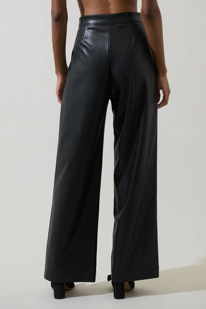 Anisa Leather Bern Wide-Leg Pants – Black