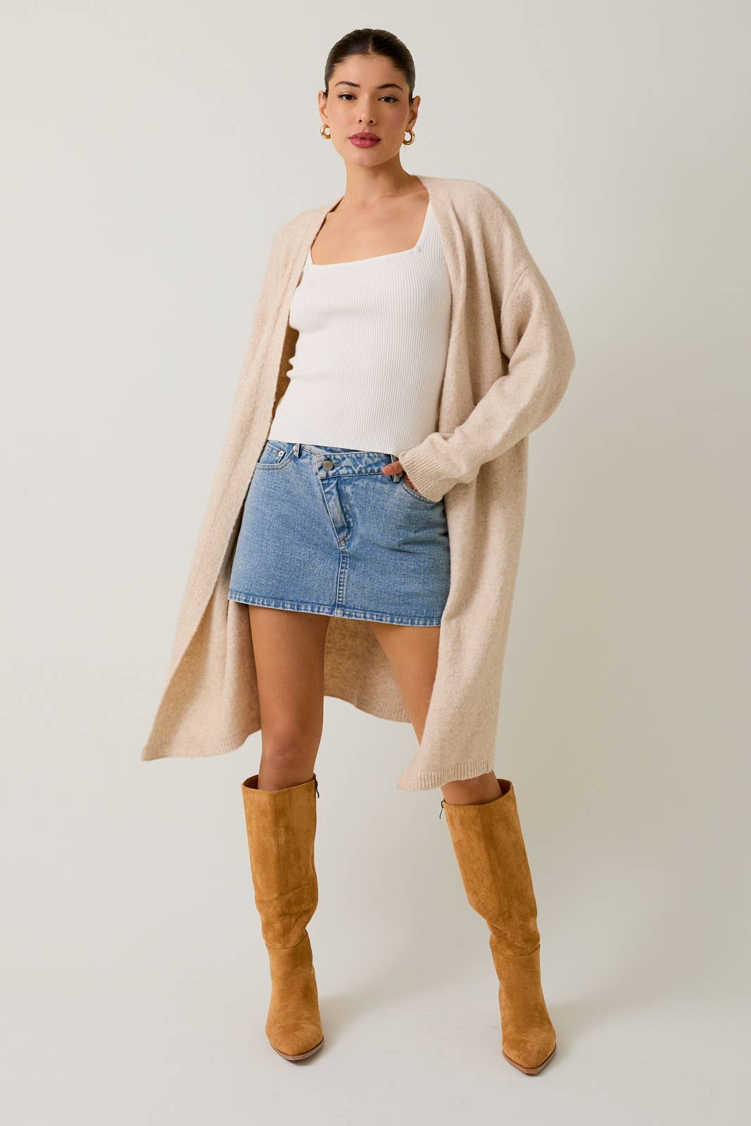 The Maeve Oatmeal Cover-Up  Cardigan Sweater