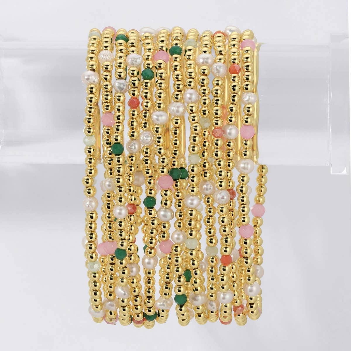 Splendid Iris Carolina Pearl Stack Bracelet featuring layered pearl strands and elegant jewelry design.