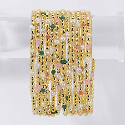 Splendid Iris Carolina Pearl Stack Bracelet featuring layered pearl strands and elegant jewelry design.