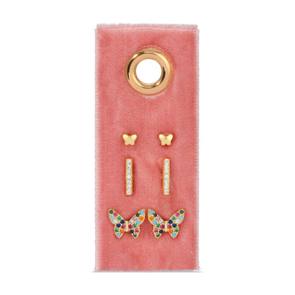 Butterfly Velvet Stud Gift Set (Multi)