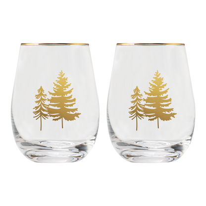 Trees Stemless Wine Glasses – Set of 2