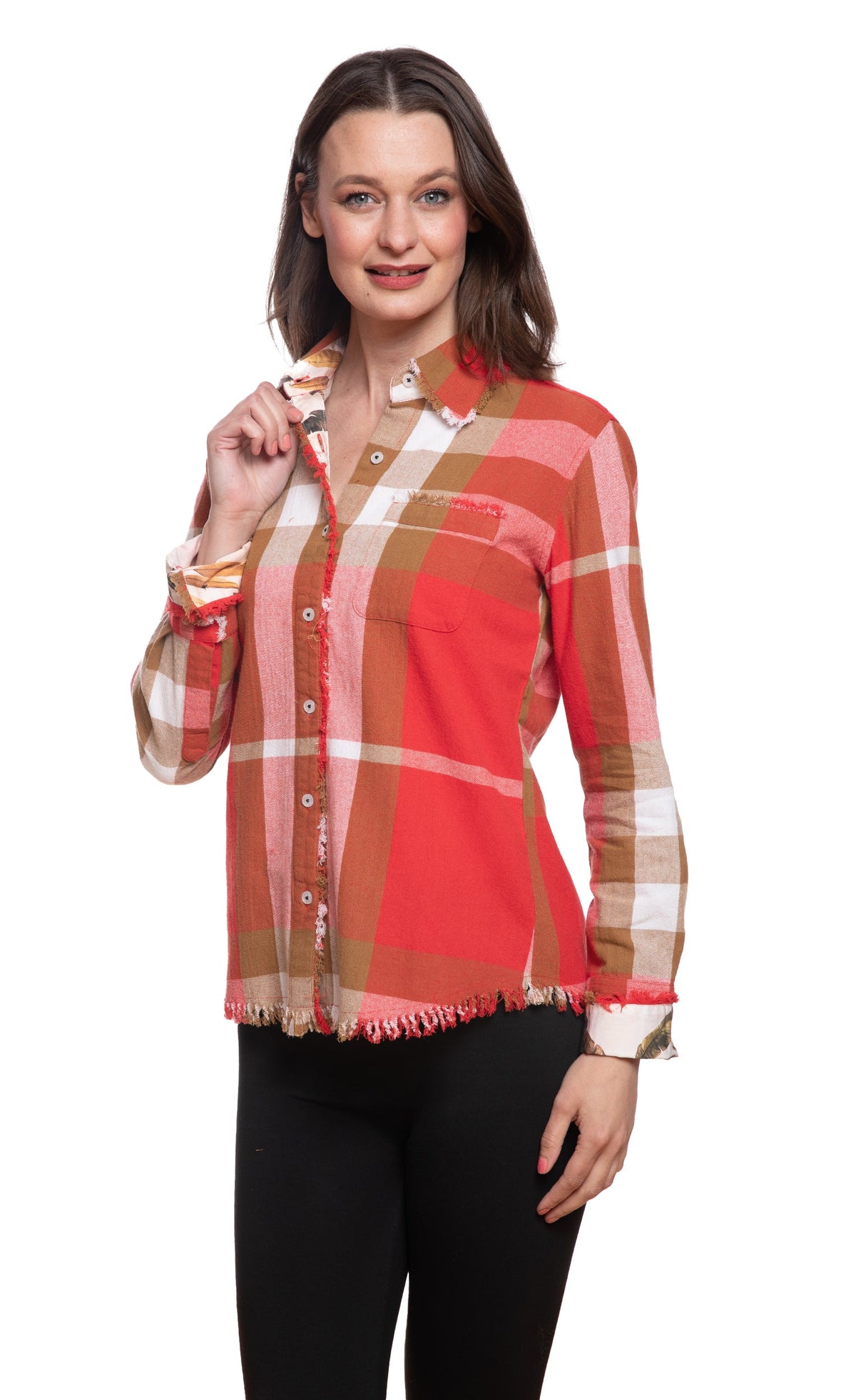 Cape Cod Top Chocolate Red Yarn-Dyed Plaid