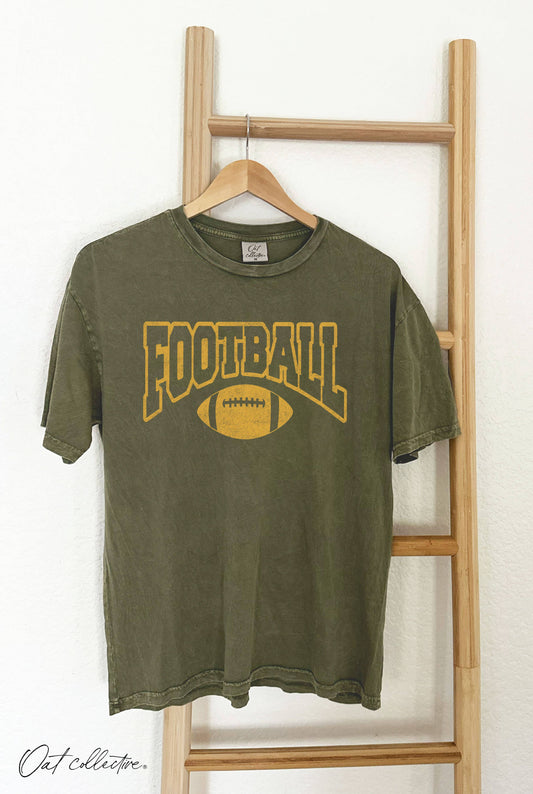 Olivia Football Mineral-Washed Tee (Olive)
