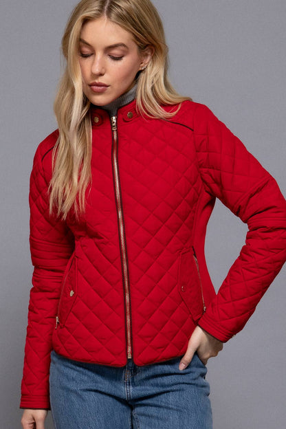 Addison Suede-Piped Quilted Jacket