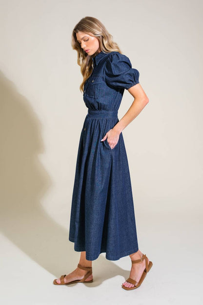 Emery Washed Denim Midi Dress