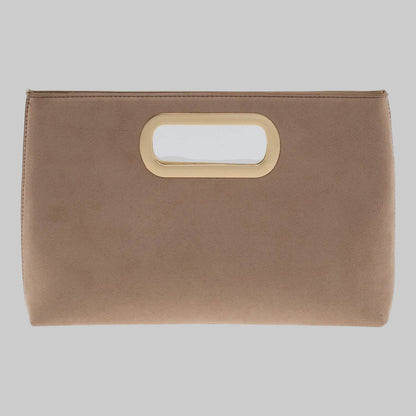 Celeste Top Handle Faux Suede Clutch