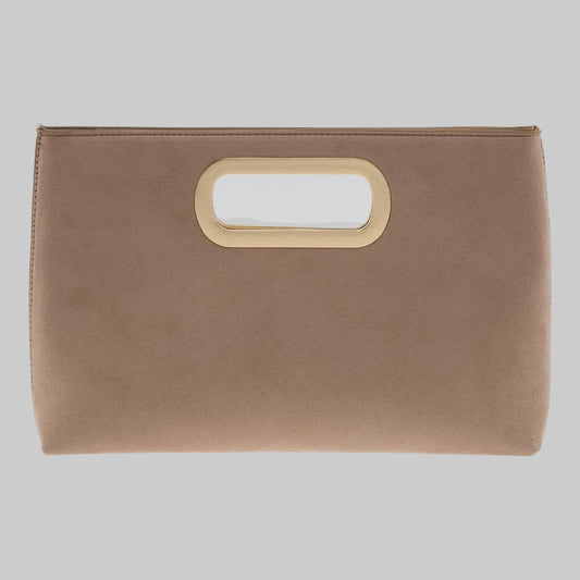 Celeste Top Handle Faux Suede Clutch