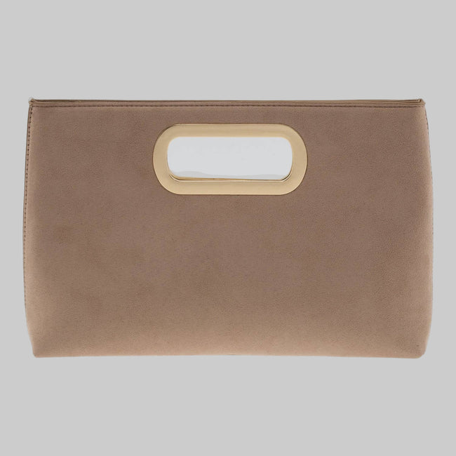 Celeste Top Handle Faux Suede Clutch
